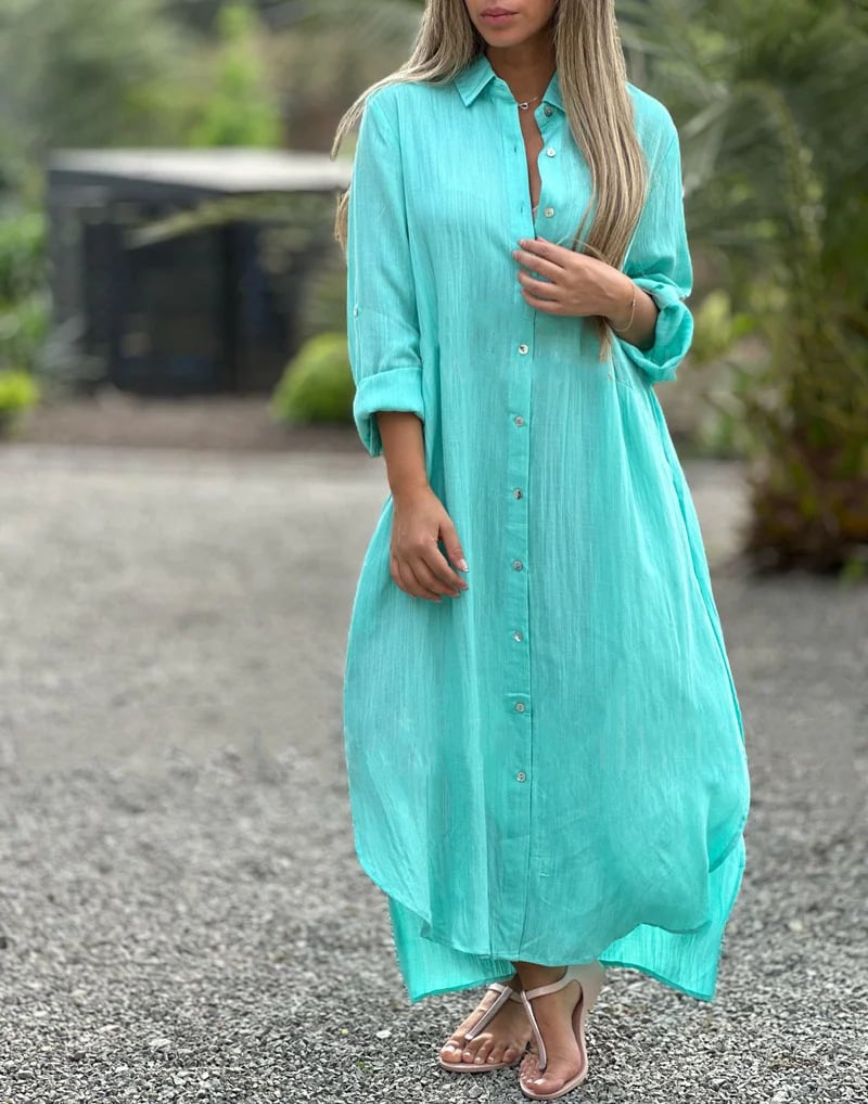 Valenzora | Solid color, casual women's shirt blouse, button closure at the front