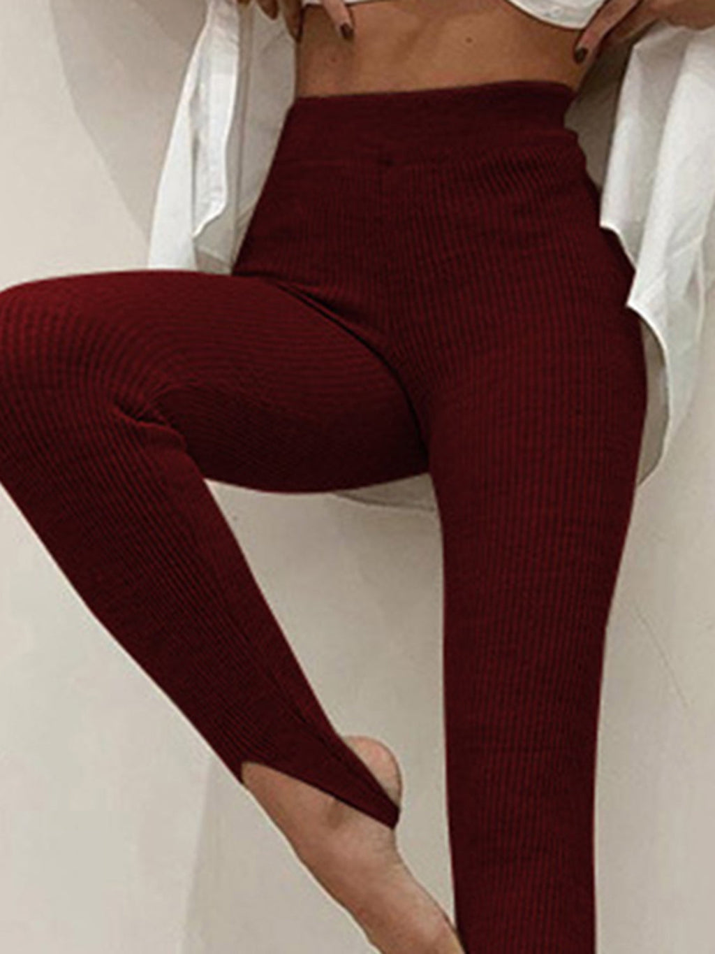 Valenzora | Freizeit Gerippte Mid-High Leggings für Damen