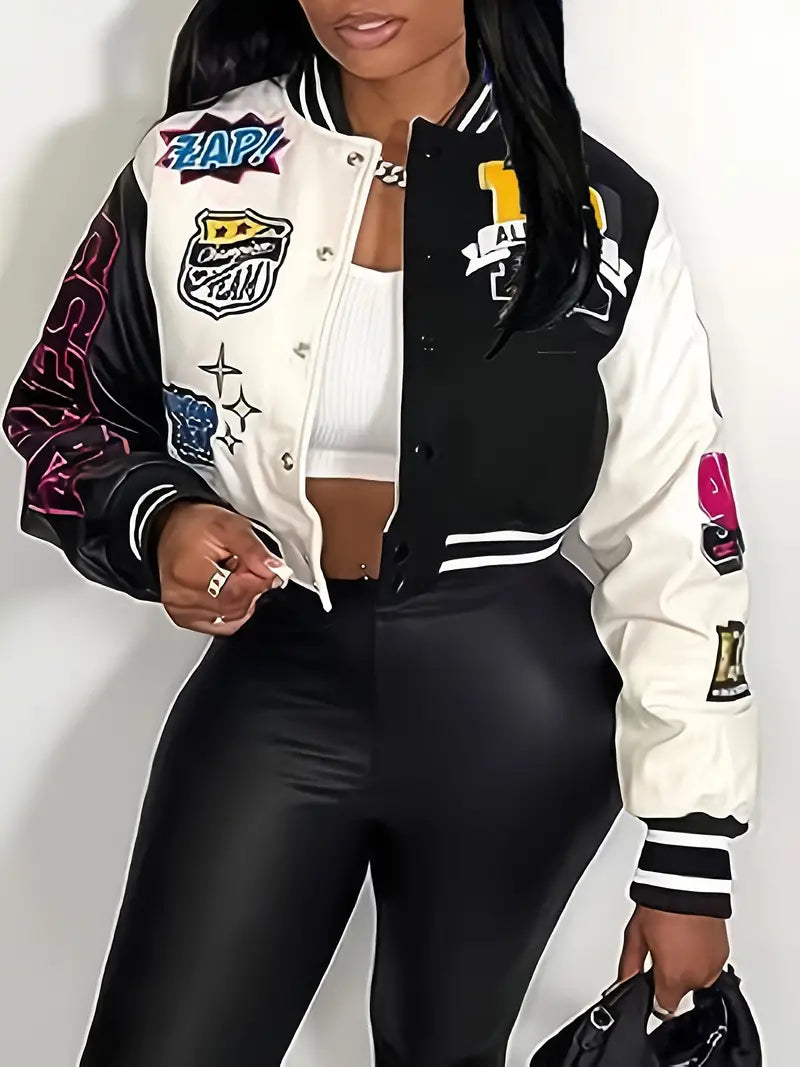 Valenzora | Damen-Collegejacke mit Buchstaben-Print