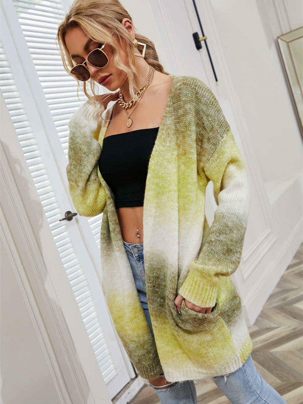 Valenzora | Angel Wings Full Size Gradient Open Front Cardigan