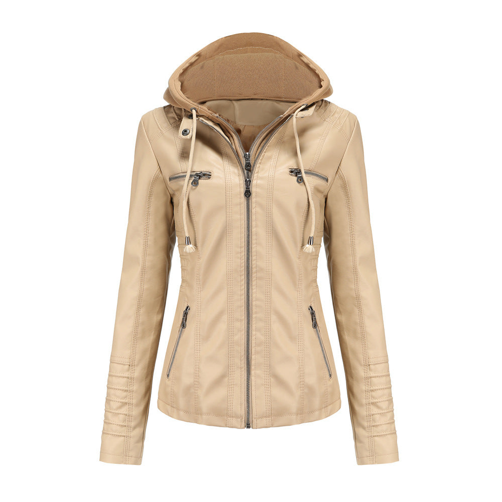 Valenzora | Leather jacket with hood