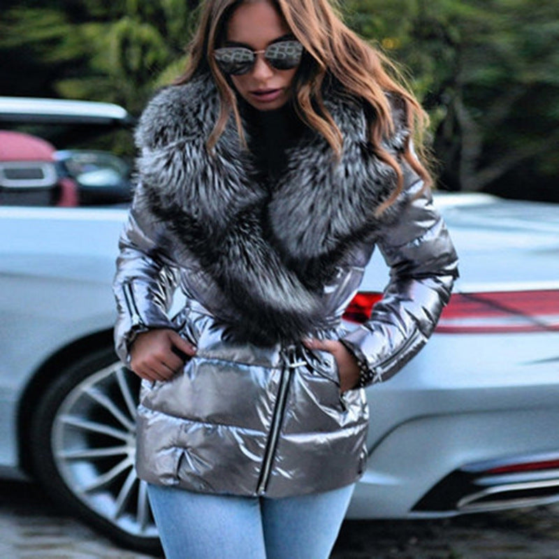 Valenzora - Women's jacket with fur collar and pockets