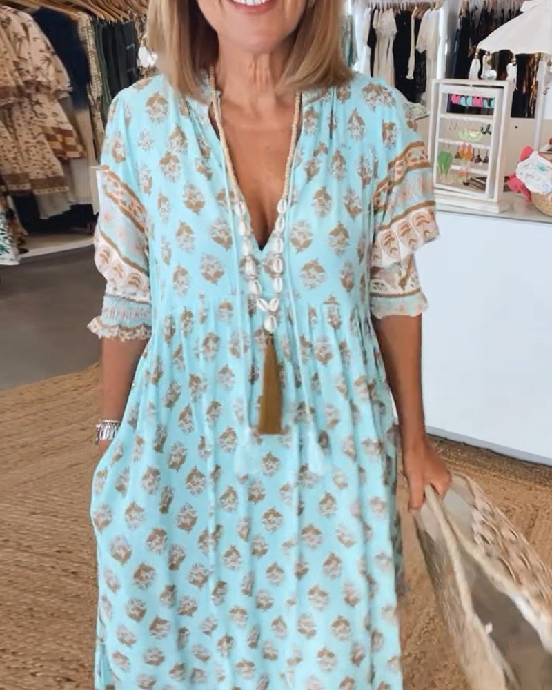 Valenzora | Boho Half-Sleeve Dress