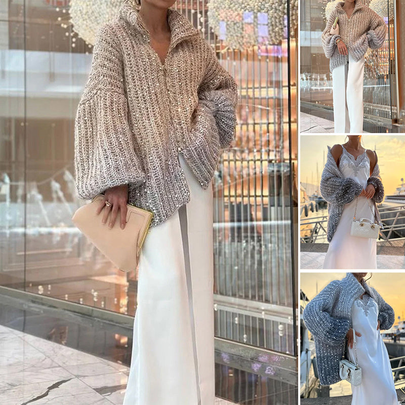 Valenzora | Strickjacke mit Glitzerpailletten