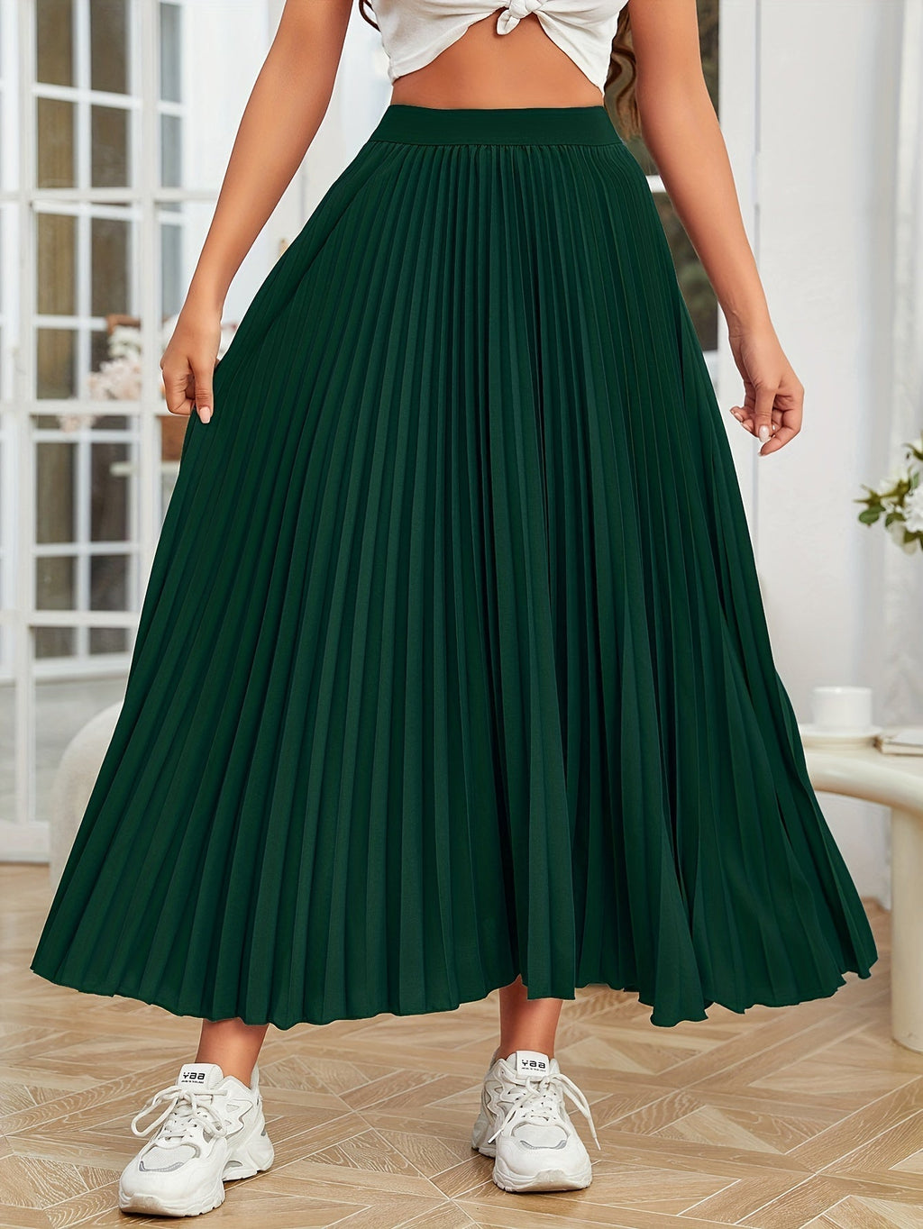 Valenzora | Pleated plain curly skirt