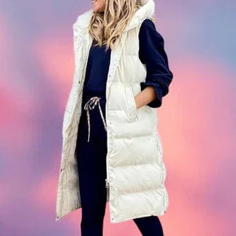 Valenzora Hooded Long Vest Casual Fashion Single-Breasted Jacket