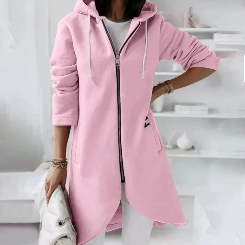 Valenzora | Long hooded jacket with zipper