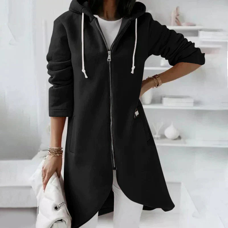 Valenzora | Long hooded jacket with zipper