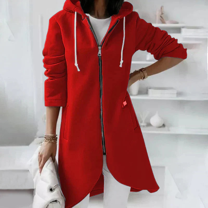 Valenzora | Long hooded jacket with zipper
