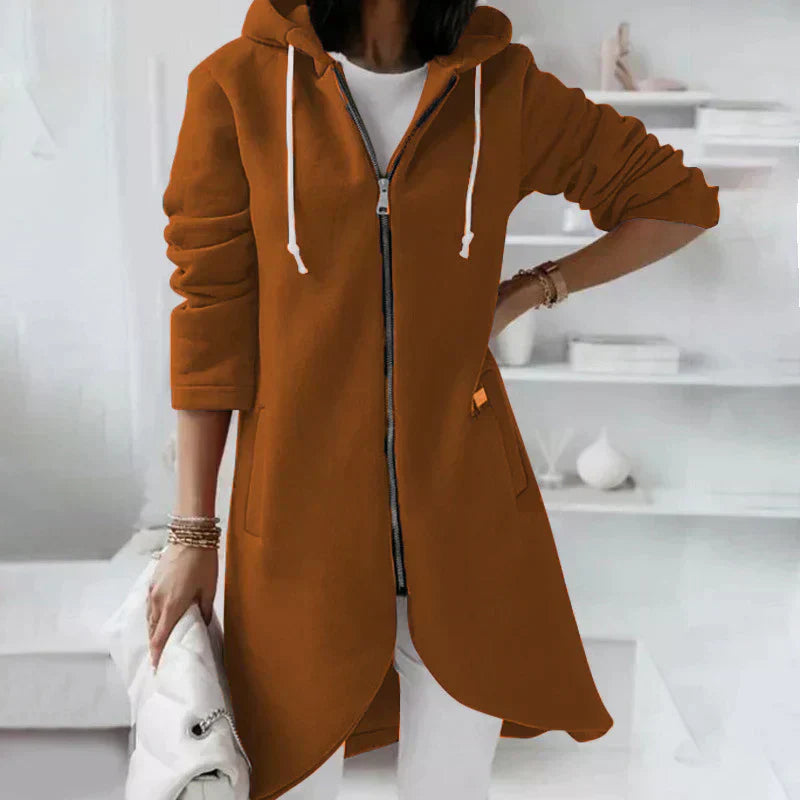 Valenzora | Long hooded jacket with zipper