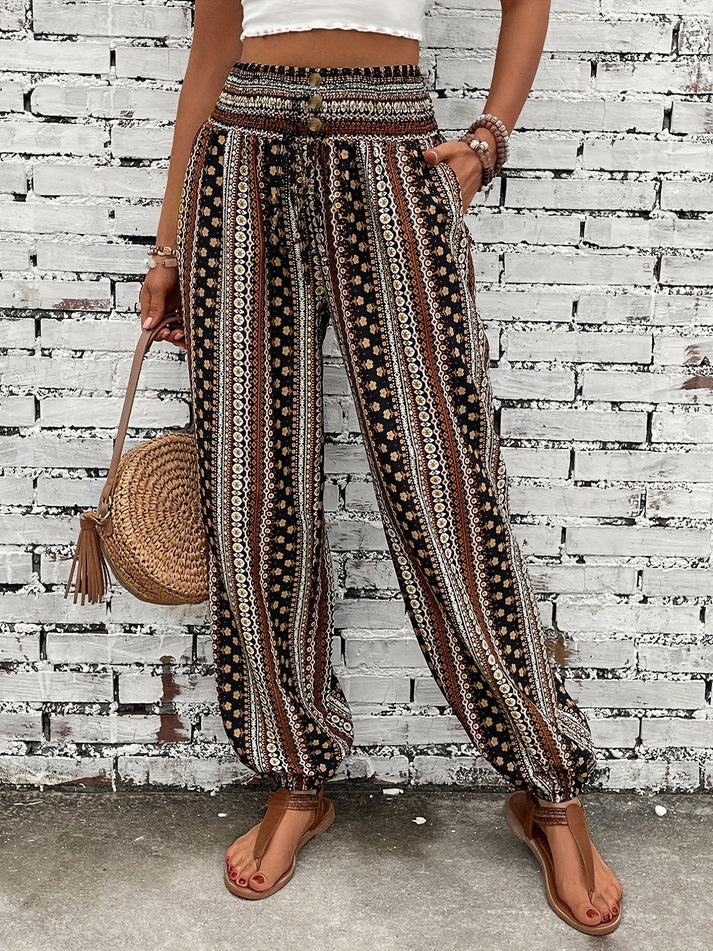 Stylish trousers with boho print