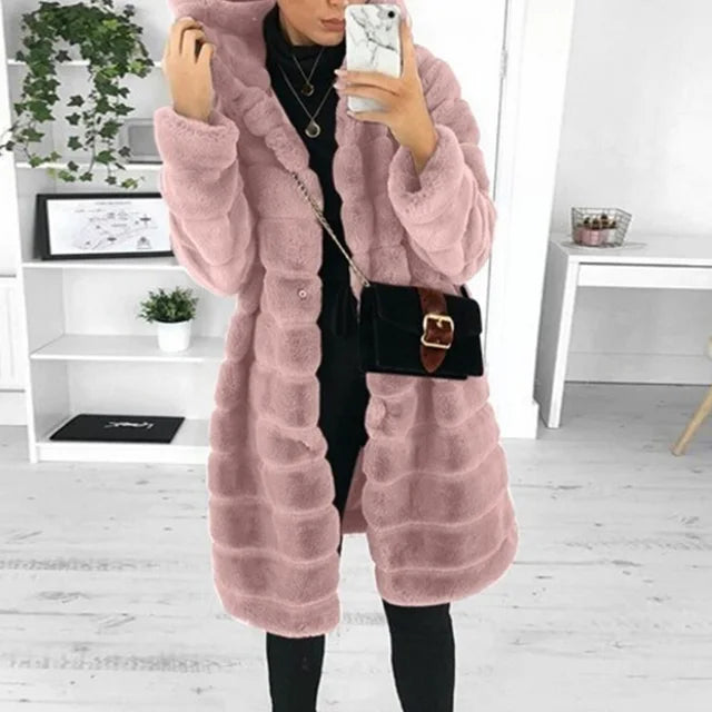 Valenzora - Elegant women's coat with reinforced hood and long sleeves