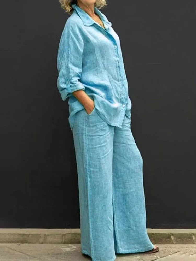 Valenzora | Elegant Shirt & Trousers with Collar for Women