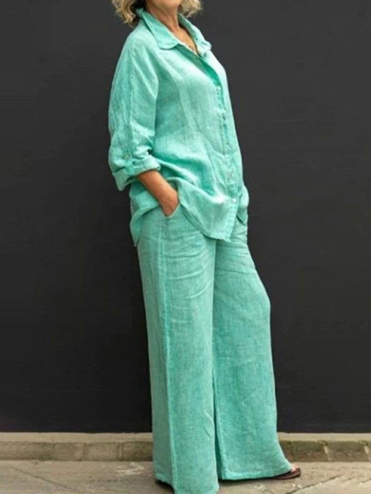 Valenzora | Elegant Shirt & Trousers with Collar for Women
