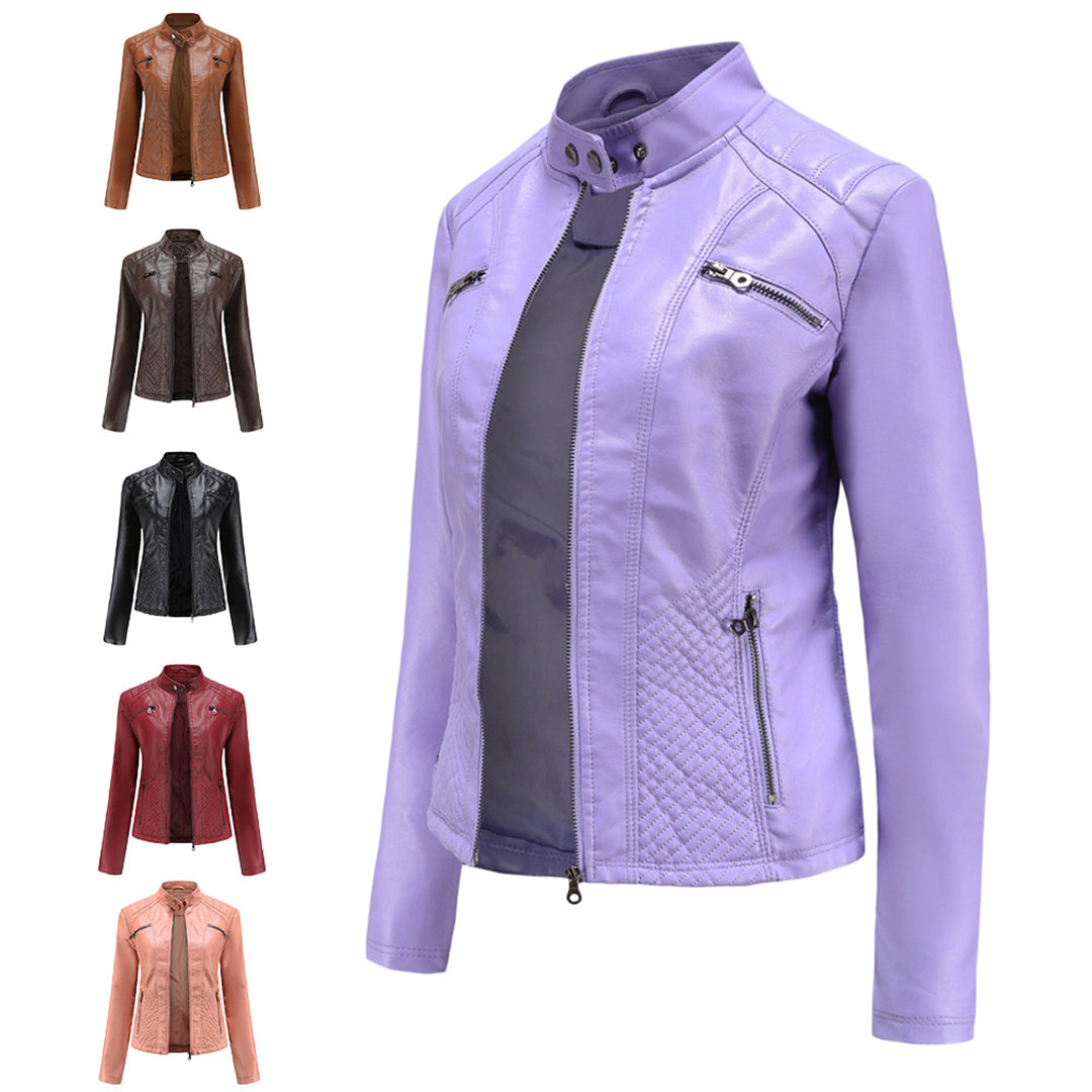 Valenzora | Women's leather jacket - Fashionable jacket with zipper
