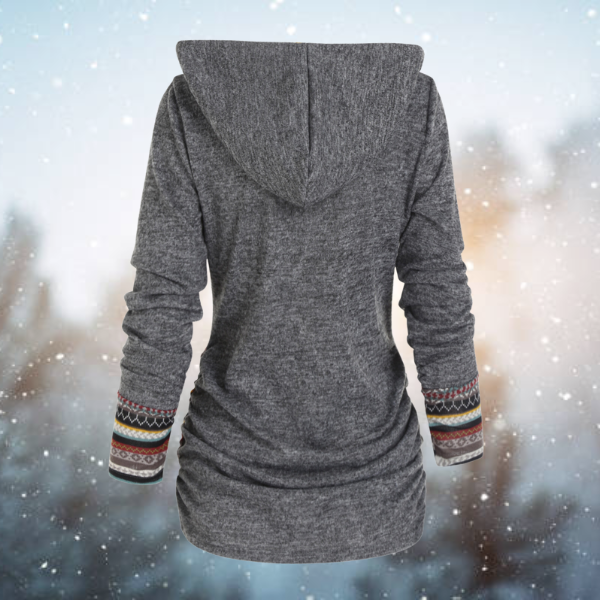 Valenzora | with hood - Women's fleece pullover with tribal pattern