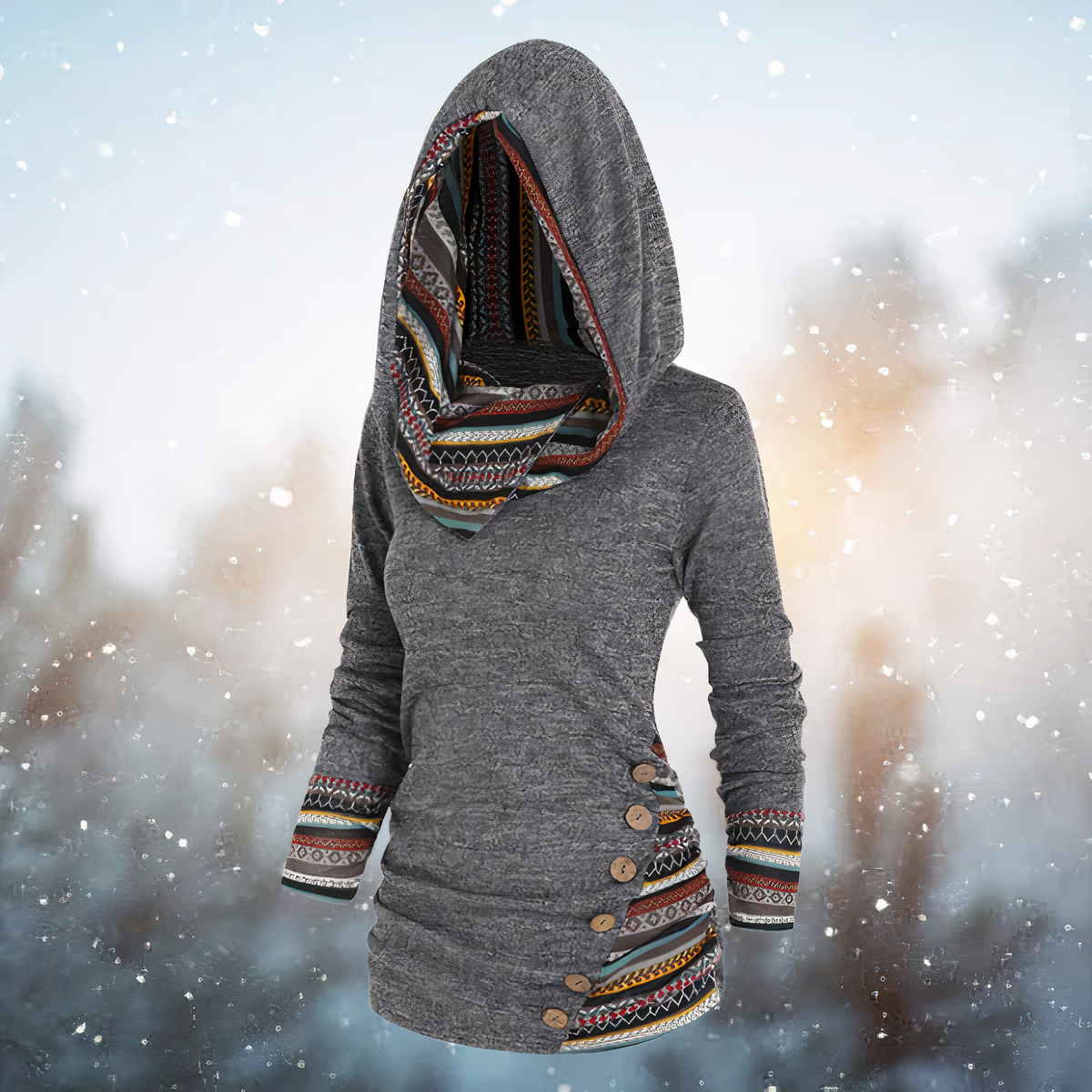 Valenzora | Stylischer Tribal-Hoodie für Damen