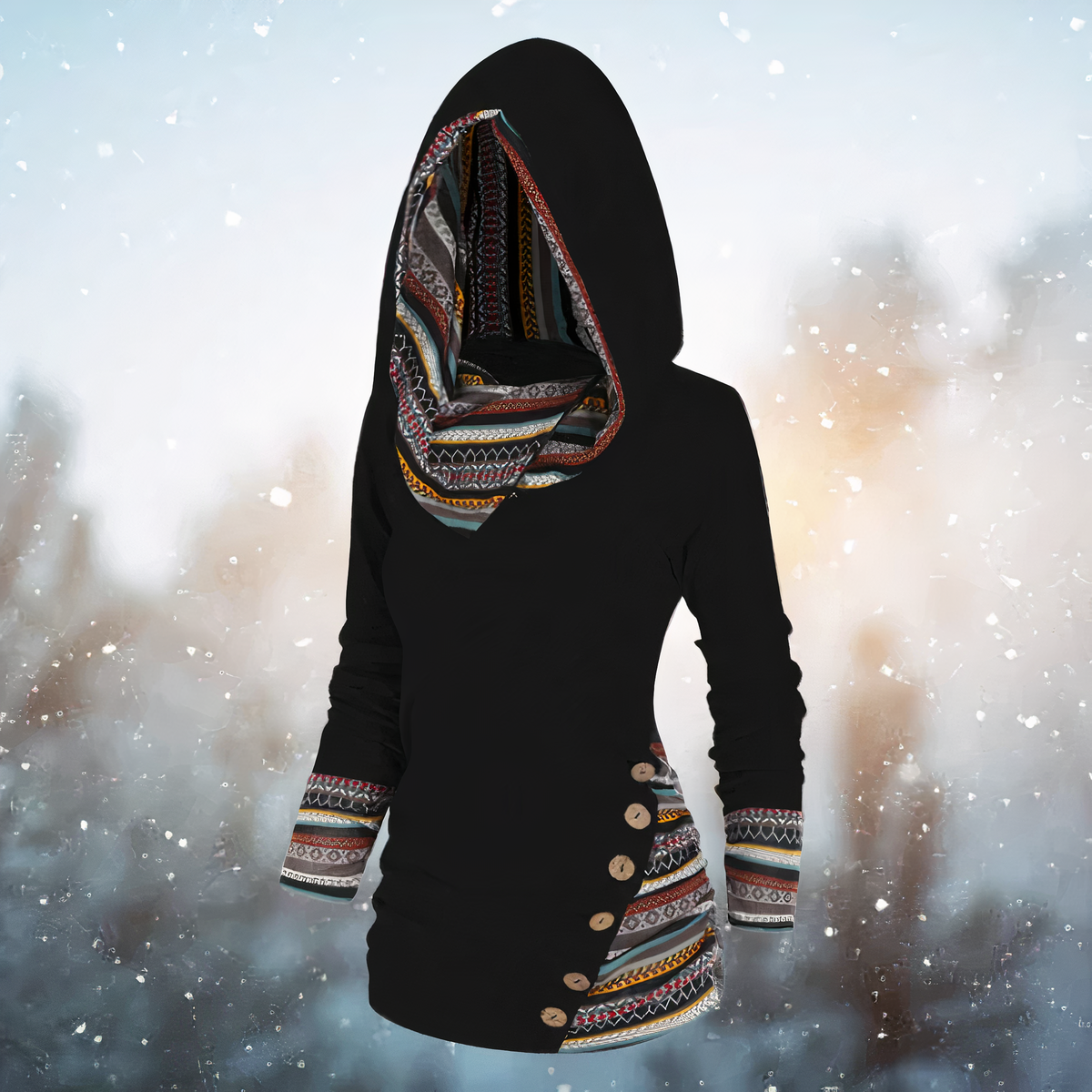 Valenzora | Stylischer Tribal-Hoodie für Damen