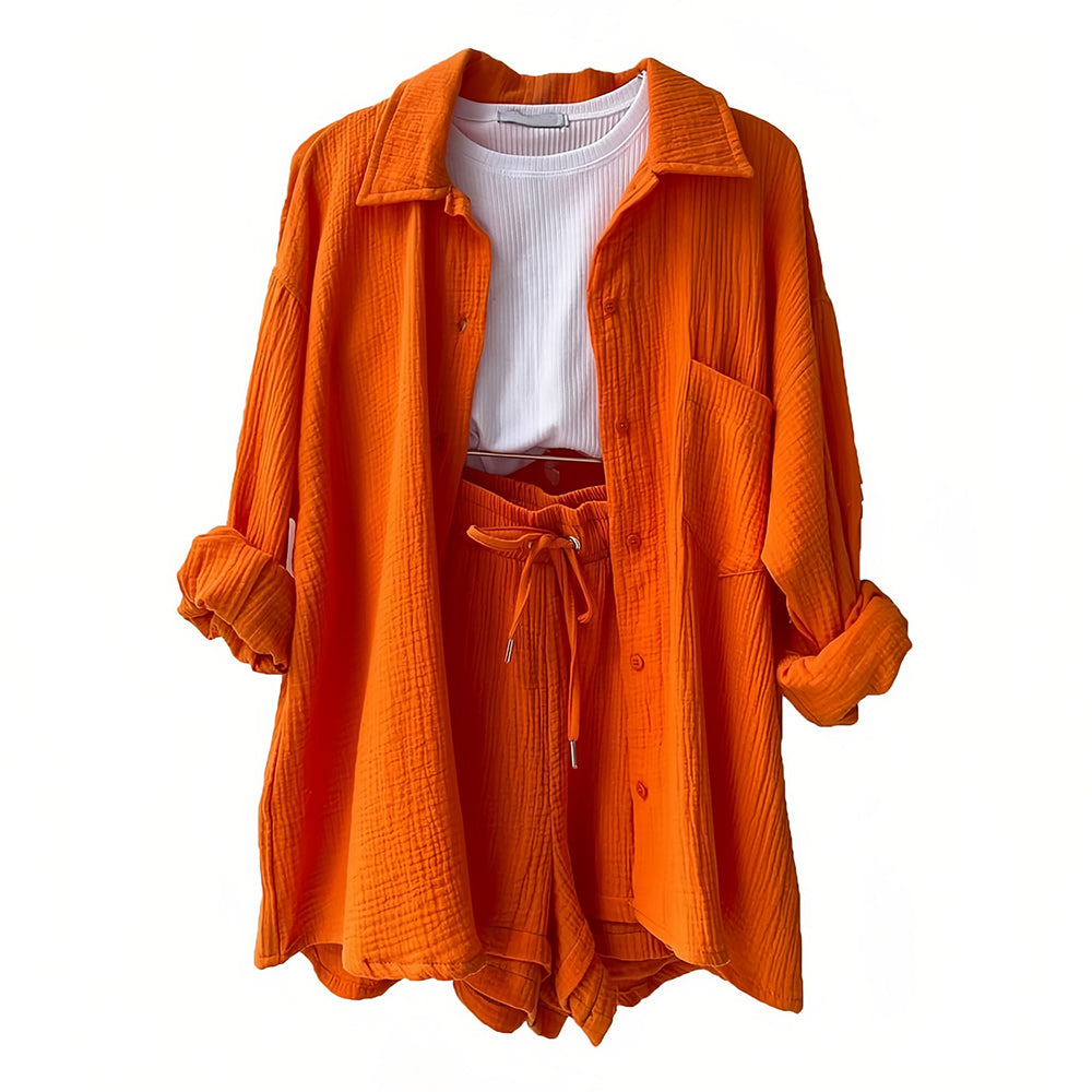 Valenzora | Sun protection shirt set for women (long-sleeved shirt + shorts)