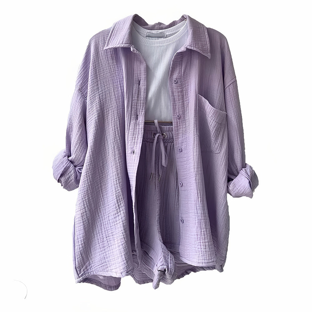 Valenzora | Sun protection shirt set for women (long-sleeved shirt + shorts)