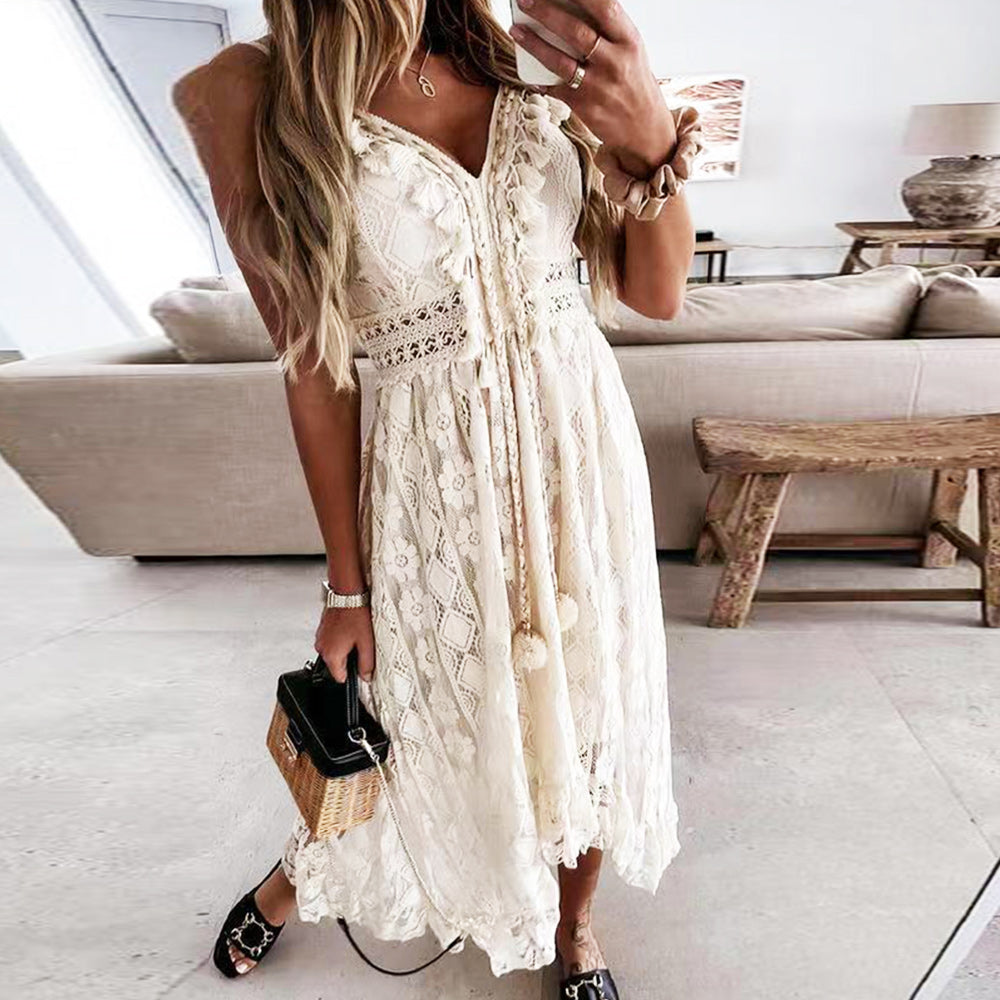 Valenzora | Solid color summer dress made of lace