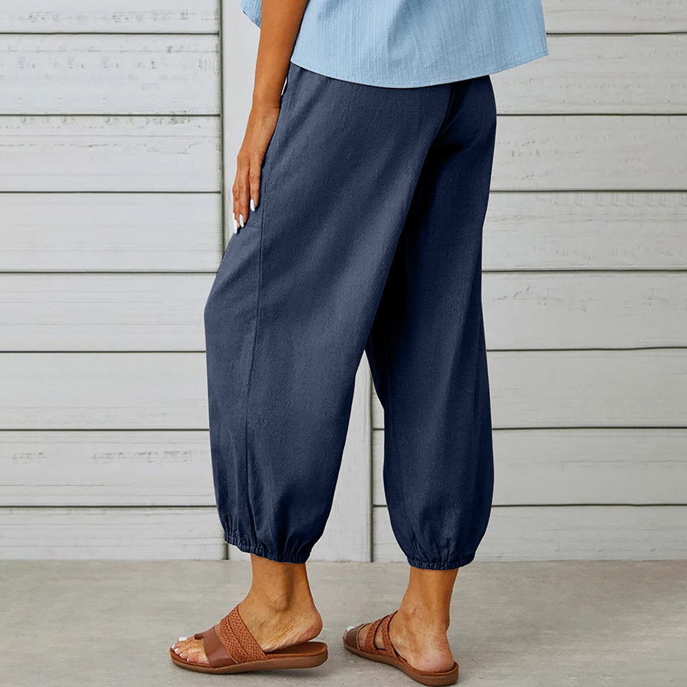 Valenzora | Short women's overalls made of cotton and linen with pockets and buttons