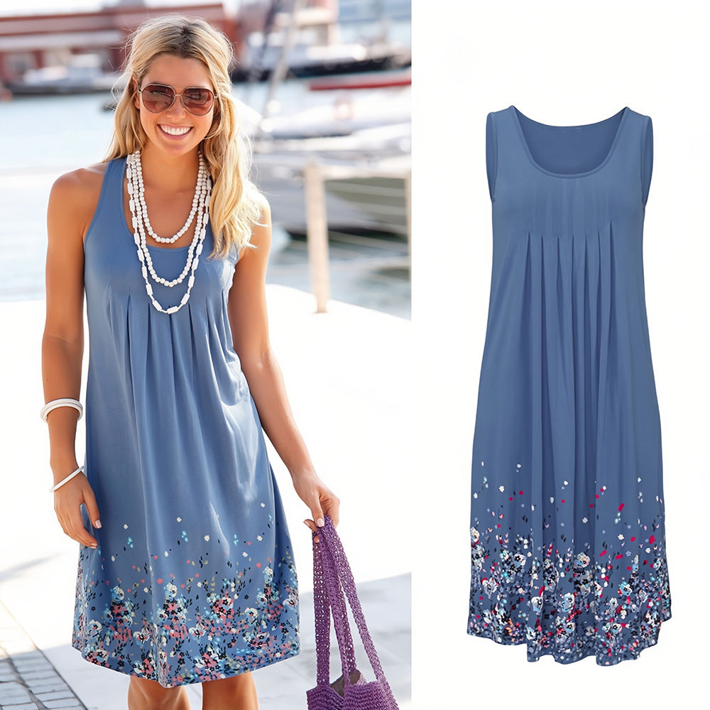 Valenzora | Sleeveless, loose-fitting dress with floral print