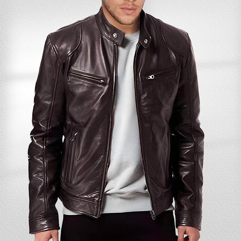 Valenzora | Stehkragen, trendige Lederjacke, hübsche Motorrad-Lederjacke