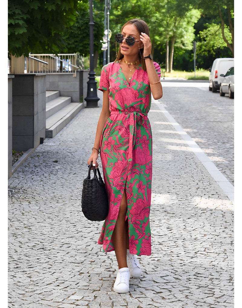 Valenzora | Maxikleid mit V-Ausschnitt und Wickeloptik