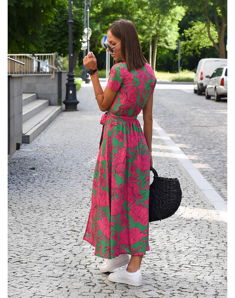 Valenzora | Maxikleid mit V-Ausschnitt und Wickeloptik