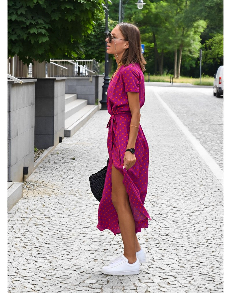 Valenzora | Maxikleid mit V-Ausschnitt und Wickeloptik