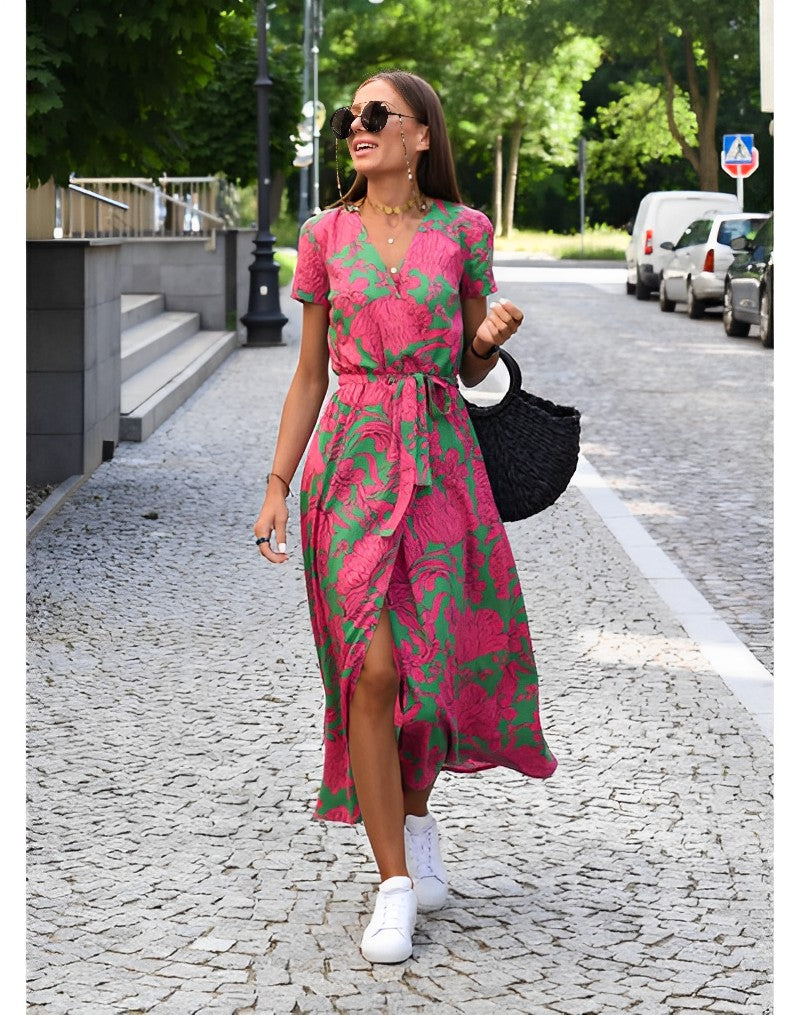 Valenzora | Maxikleid mit V-Ausschnitt und Wickeloptik