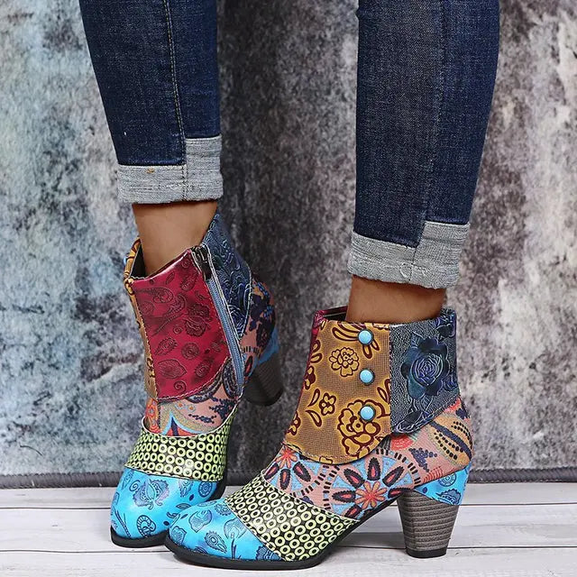 Valenzora | Colorful patchwork ankle boots