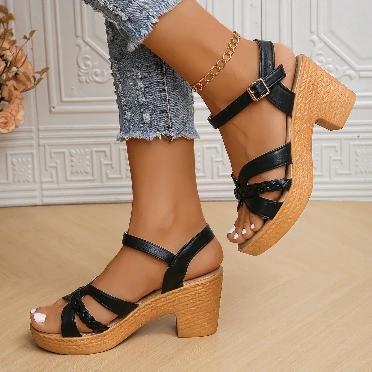 Laura™ - Platform High-Heel Sandals with Ankle Strap