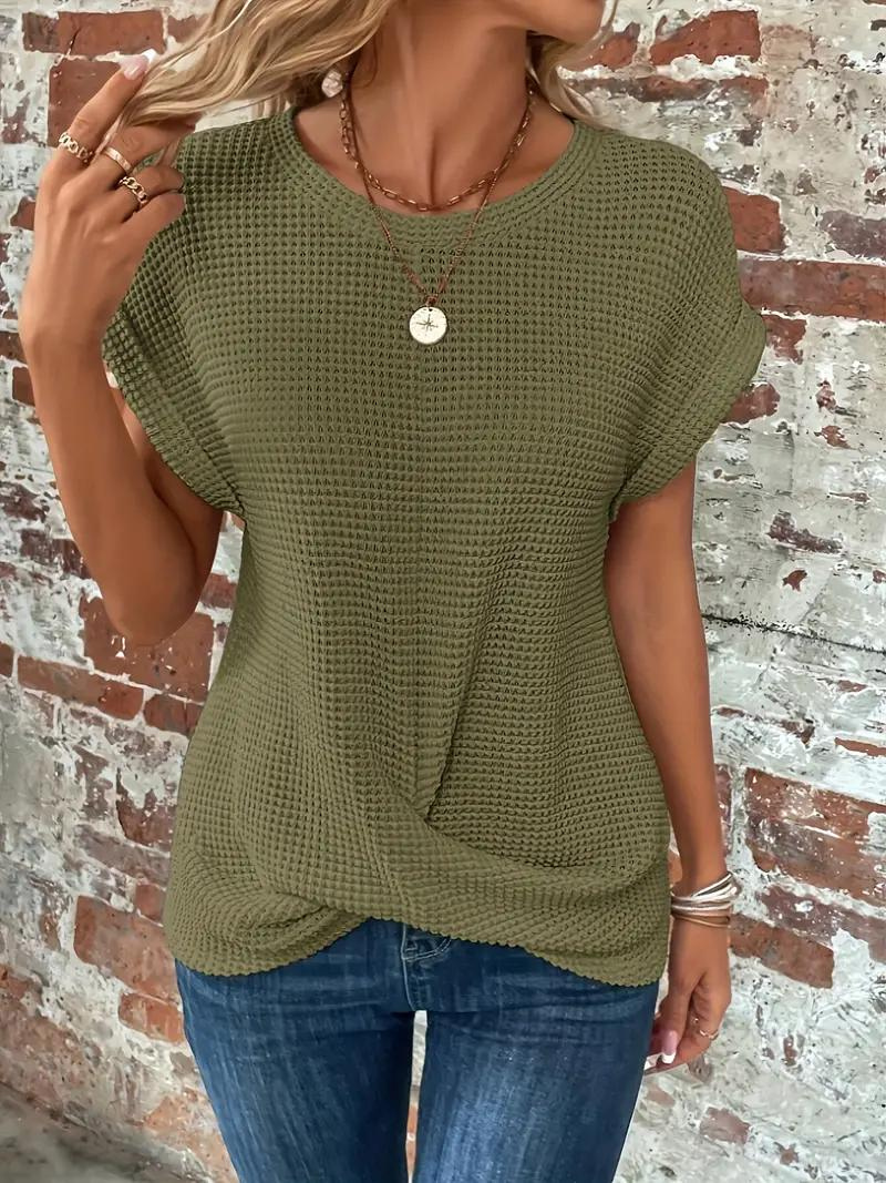 Valenzora | Casual textured knitted T-shirt for women