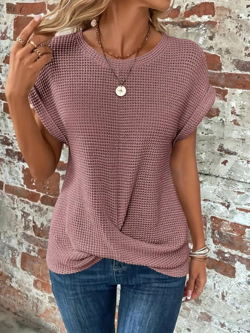 Valenzora | Casual textured knitted T-shirt for women