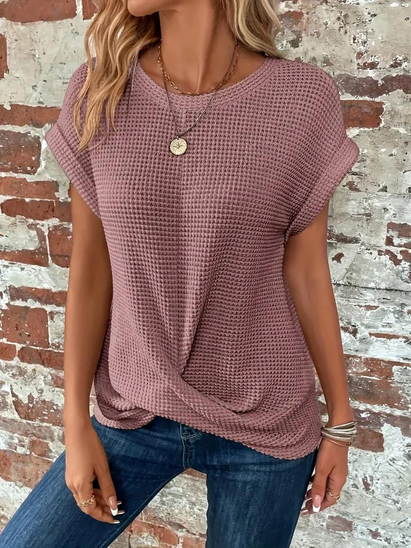 Valenzora | Casual textured knitted T-shirt for women