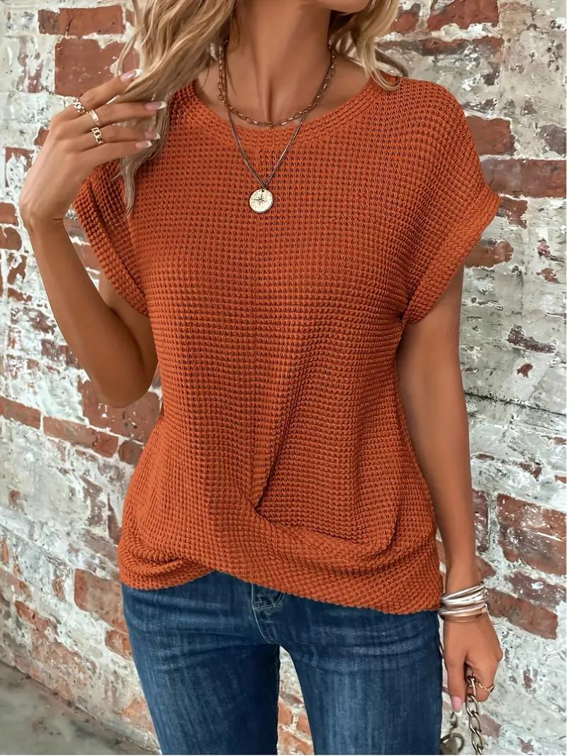 Valenzora | Casual textured knitted T-shirt for women