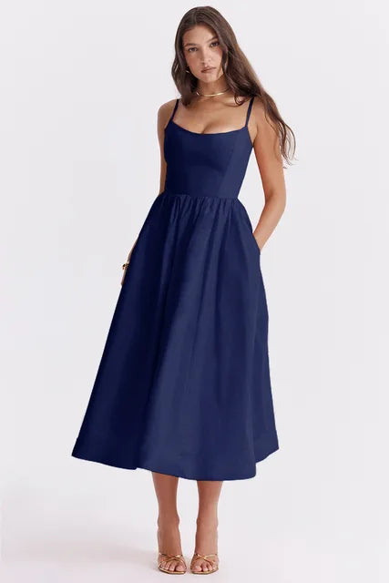 Valenzora | Elegantes Leinen-Midikleid