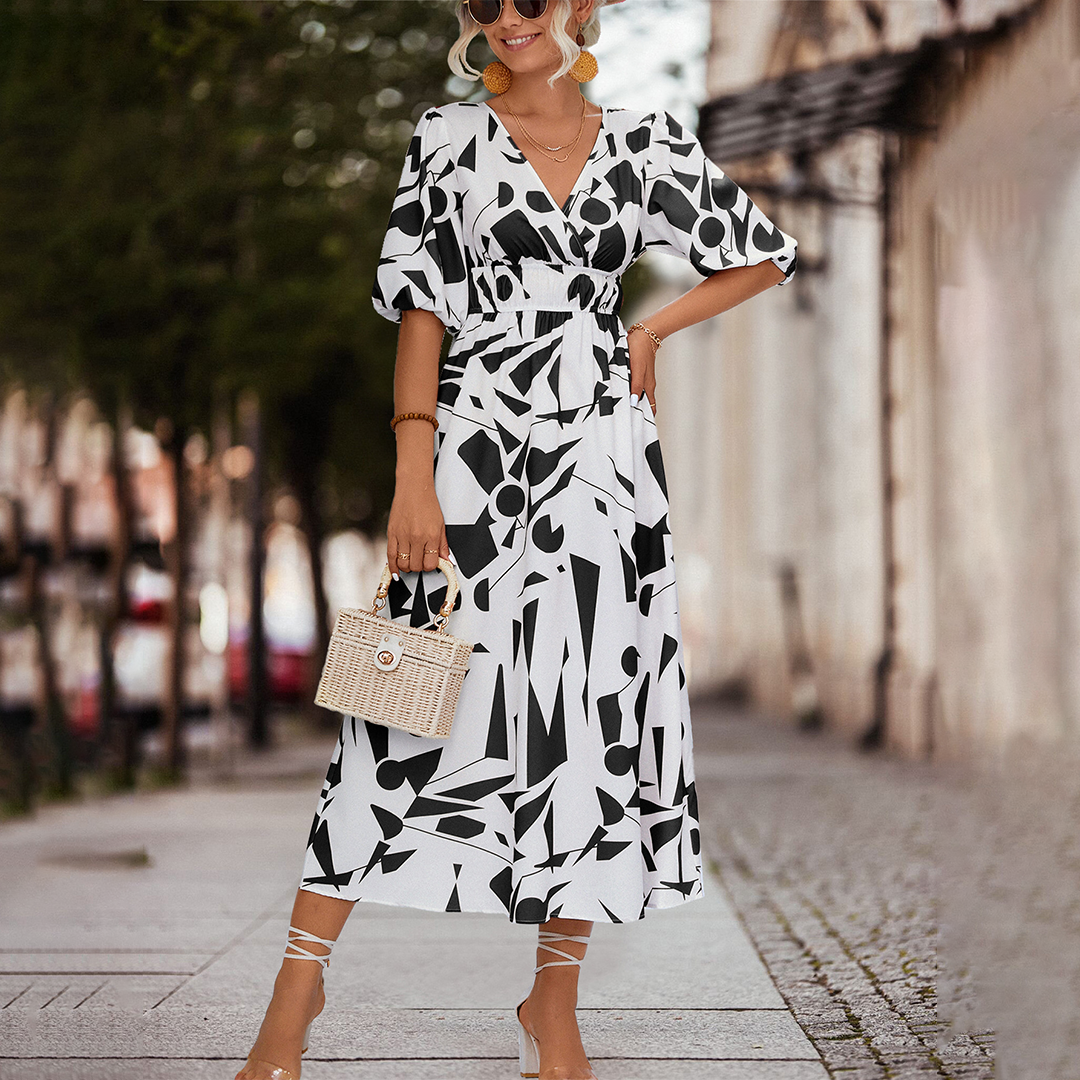 Valenzora | Midi Dress with V-Neck for Women
