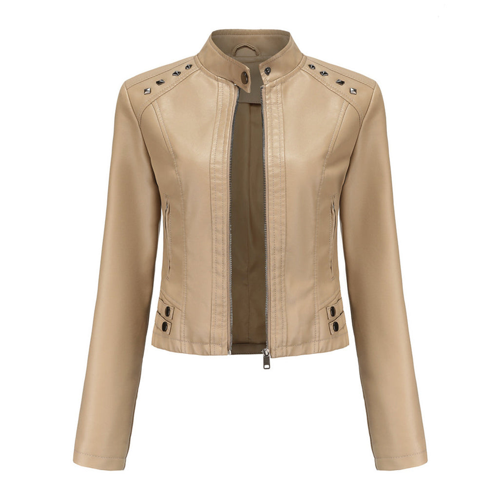Valenzora | Elegant leather jacket with unique details for women