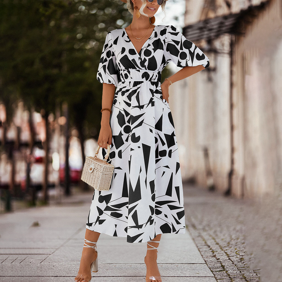 Valenzora | Midi Dress with V-Neck for Women