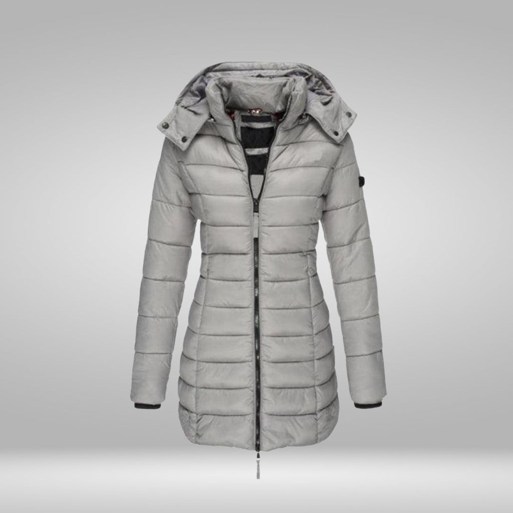 Valenzora – Stylish long coat with soft lining and hood