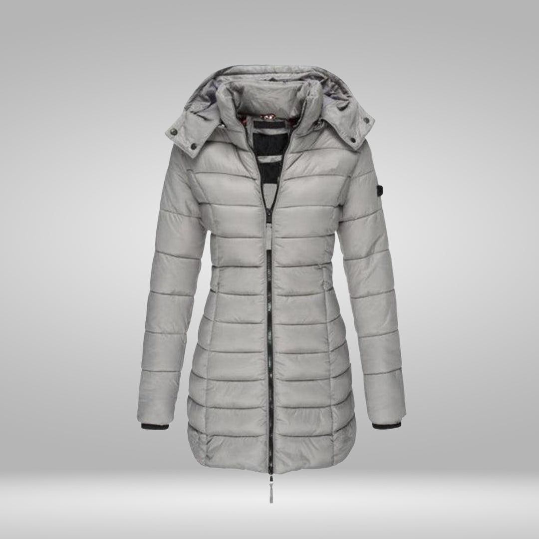 Valenzora – Stylish long coat with soft lining and hood
