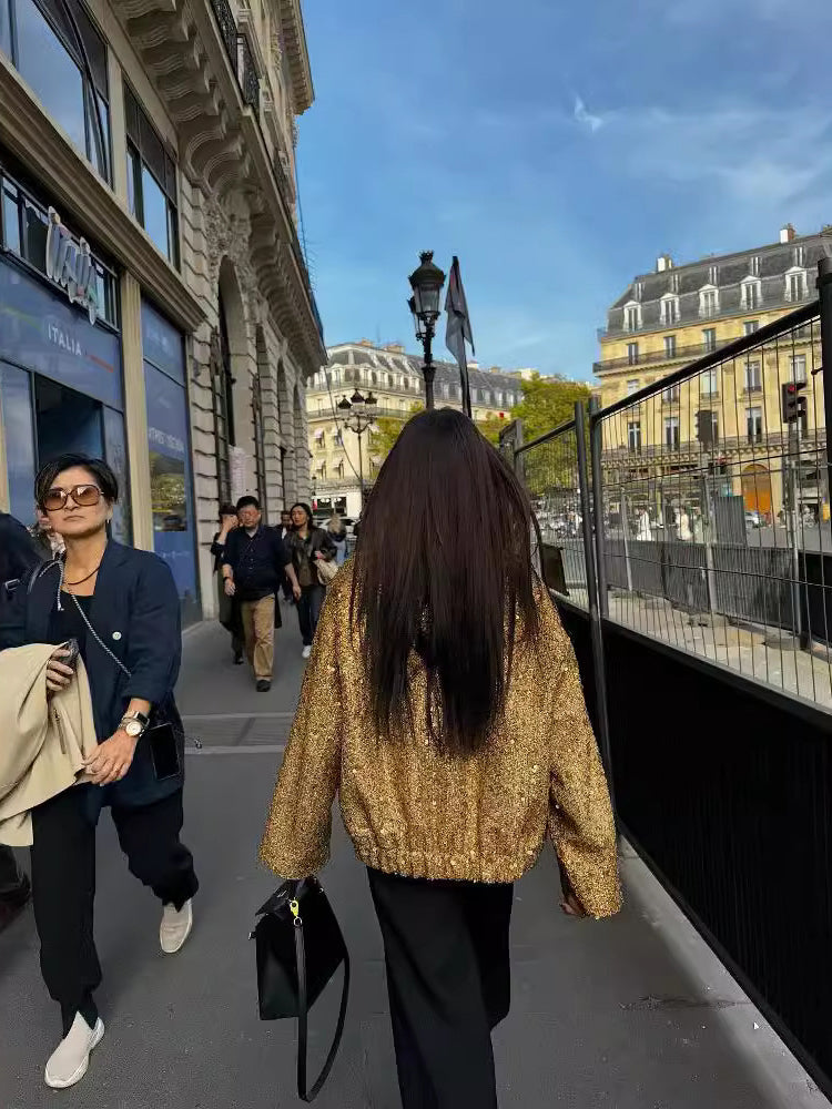 Valenzora | Casual bomber jacket with gold sequins