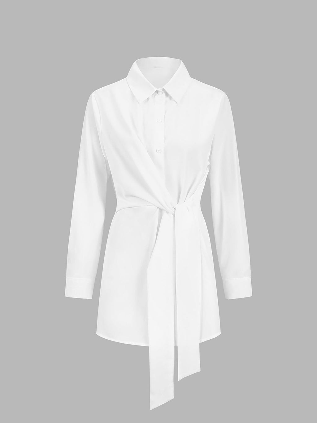 Valenzora | Semi-Sheer Button-Down Tied Long Shirt