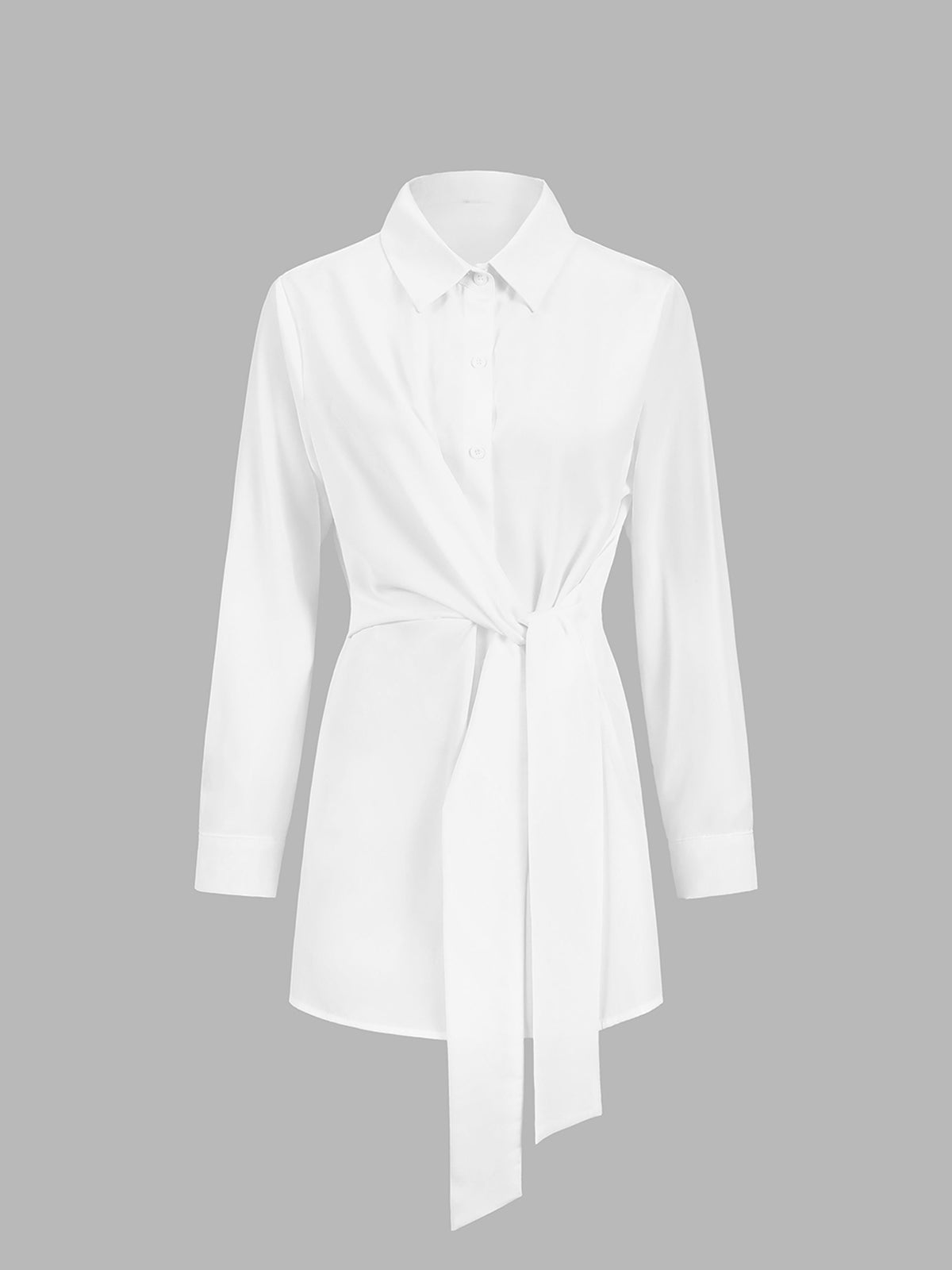 Valenzora | Semi-Sheer Button-Down Tied Long Shirt