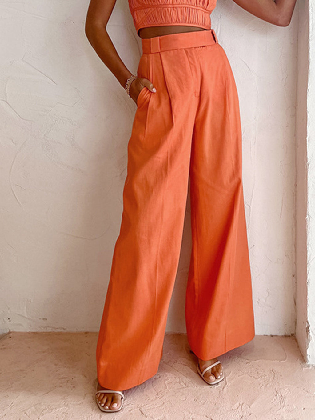 Valenzora | Vitamin C Leinen-Baumwollhose mit weitem Bein