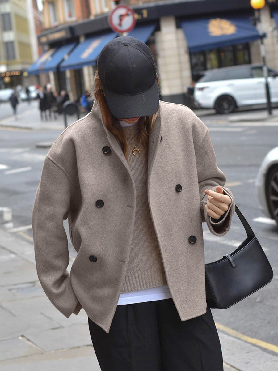 Valenzora | Women's Button-Down Jacket - Short Beige Jacket with a Modern Cut