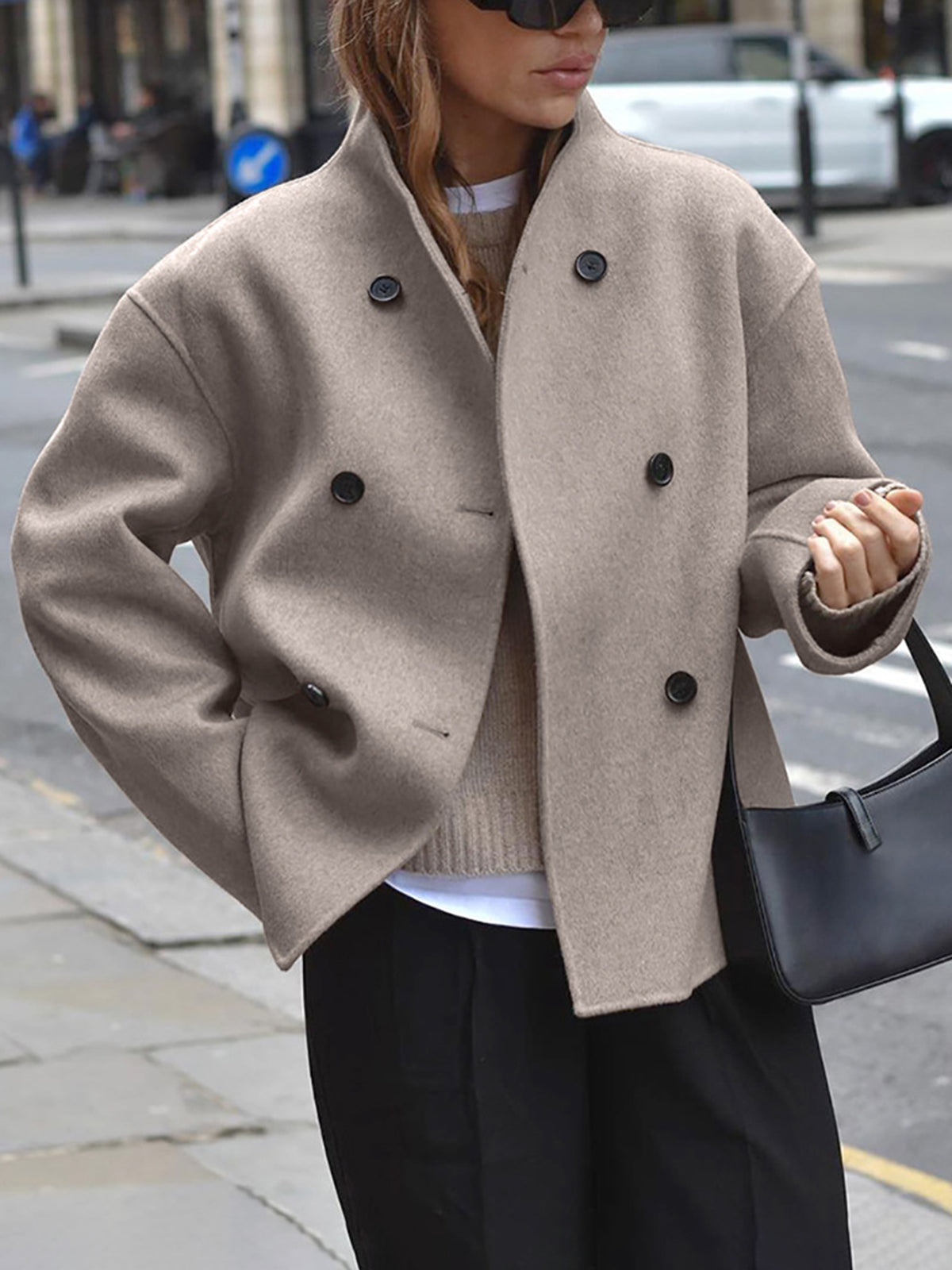 Valenzora | Women's Button-Down Jacket - Short Beige Jacket with a Modern Cut